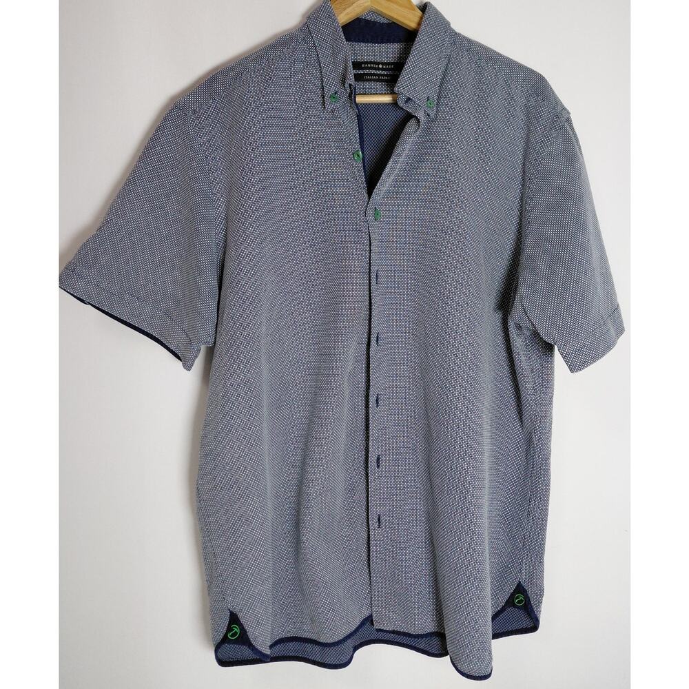 HAMMER Made Italian Cotton Shirt Woven Short Sleeve Men See Measurements